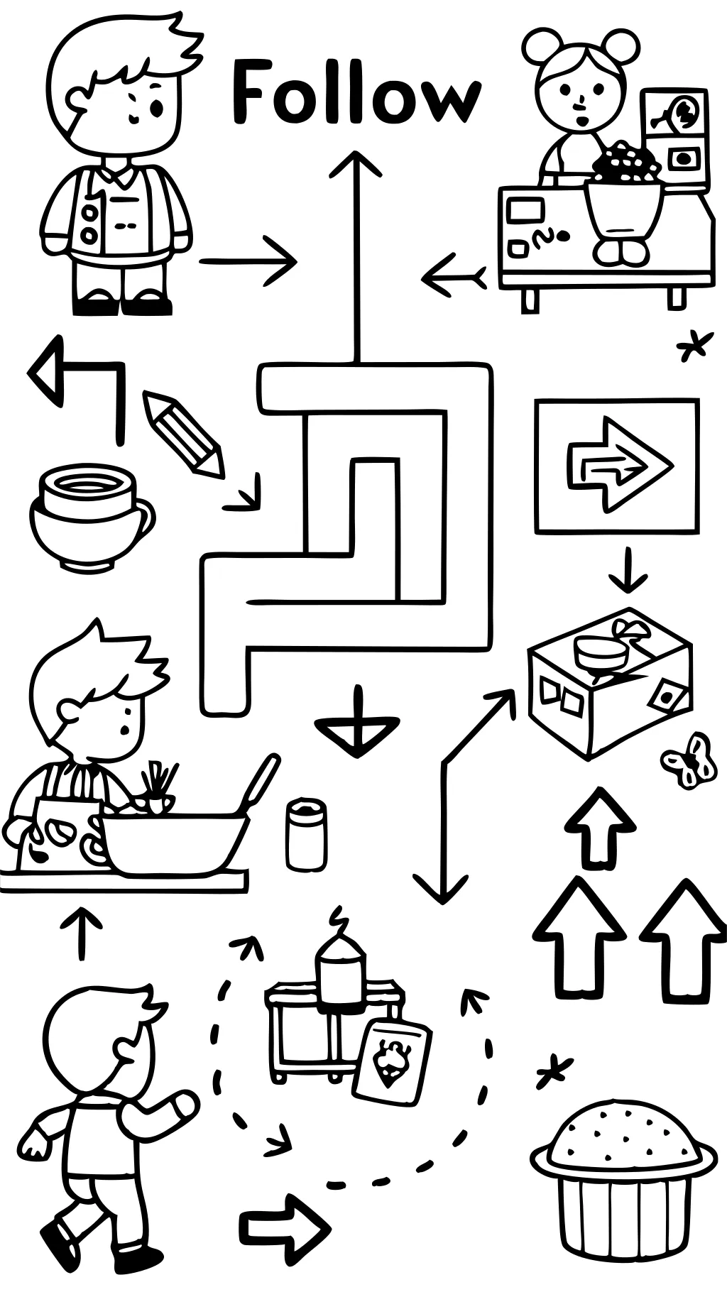 Sigue la página de color de instrucciones